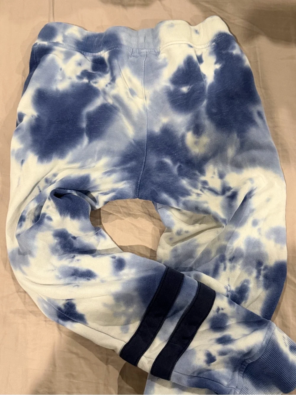 Kids Blue & White Tie-Dye Jogger Sweatpants